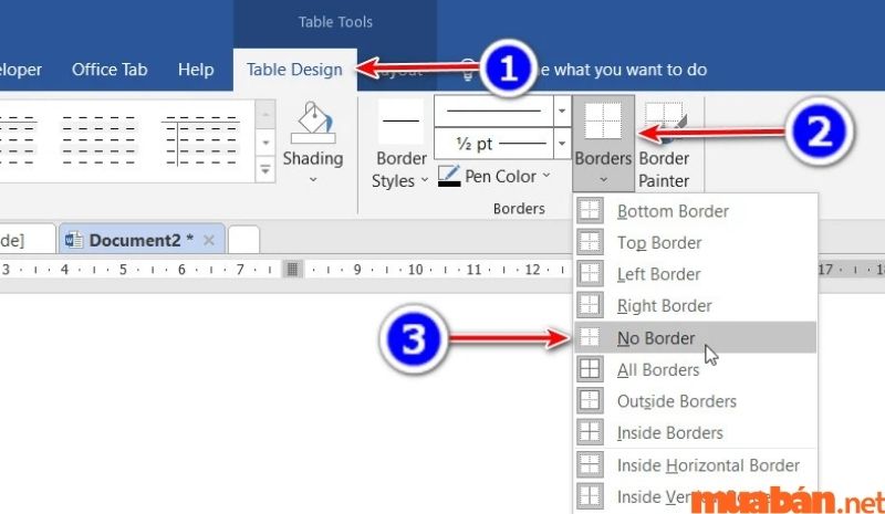 Cuối cùng chọn lệnh No Border