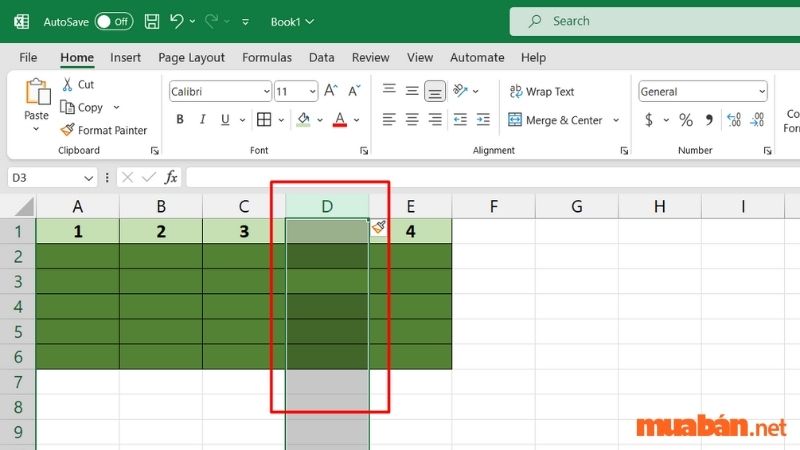 Nhấn phím Ctrl + Shift + "+" xuất hiện cột mới được chèn