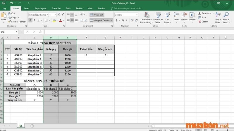 Chọn những cột bạn muốn xóa trong Excel