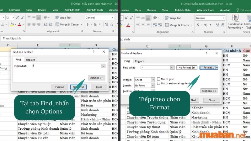 Bước 3: Ở hộp thoại Find Format hiện ra, bạn chọn tab Alignment và nhấn tick vào mục Merge cells. Nhấn OK.