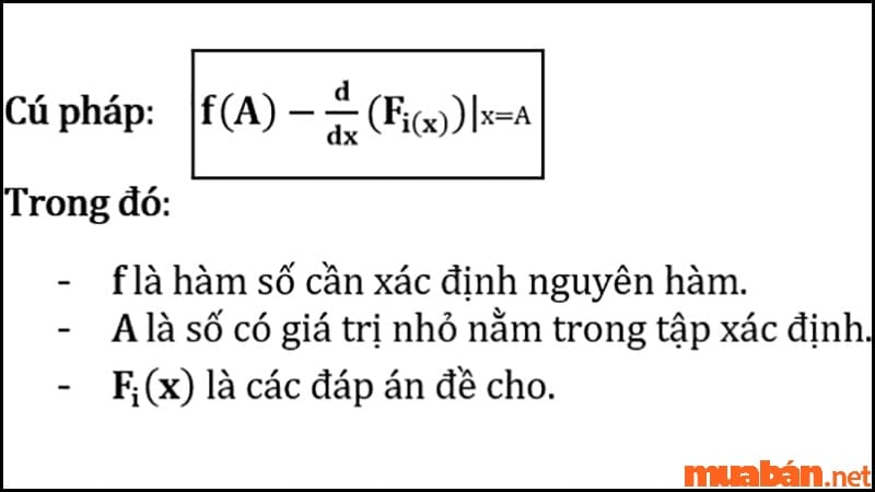 Cú pháp tìm nguyên hàm F(x) của hàm số f(x)