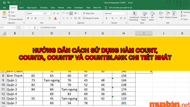 Cách sử dụng hàm COUNT, COUNTIF, COUNTA và COUNTBLANK trong Excel chi tiết nhất