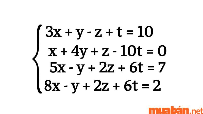 Bài tập ví dụ về cách giải hệ phương trình bậc hai 4 ẩn số