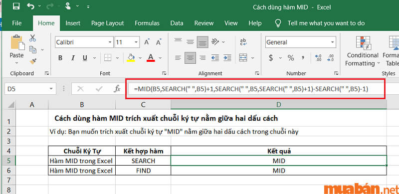 Cách dùng hàm MID