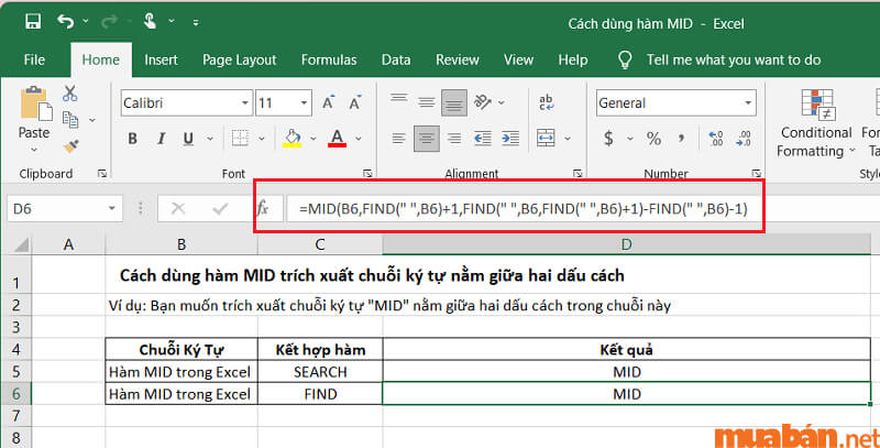 Cách dùng hàm MID