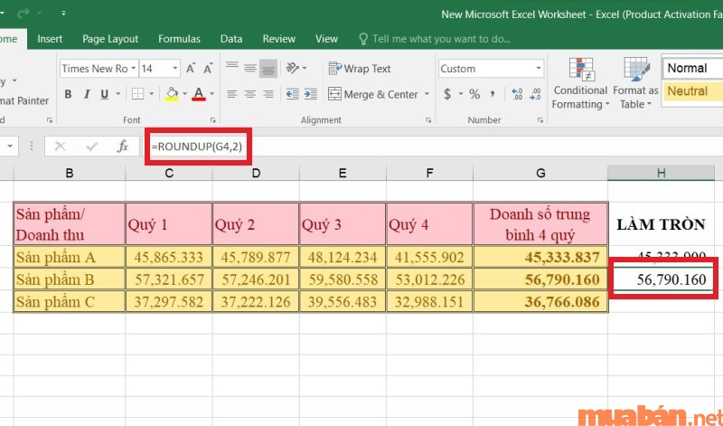 Hướng dẫn cách làm tròn số lên bằng hàm Roundup nếu Num_digits =2