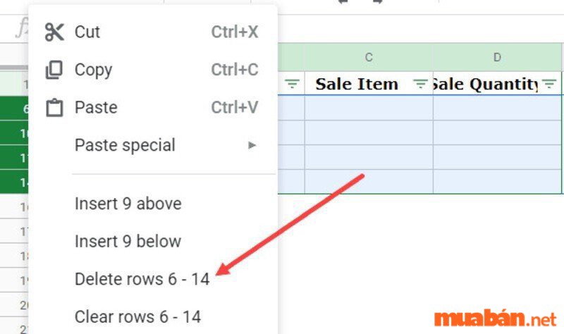 Cách xóa hàng trống trong google sheet