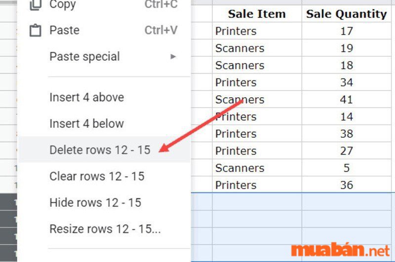 Cách xóa dòng trống trong google sheet