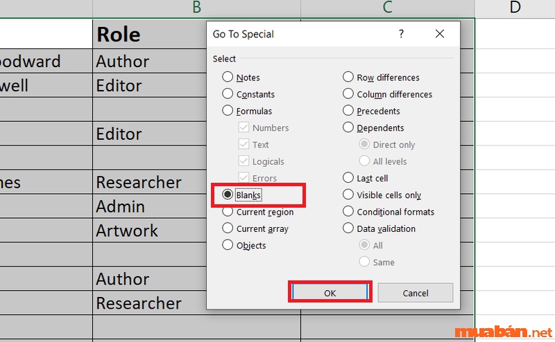 Cách xóa dòng trống trong Excel