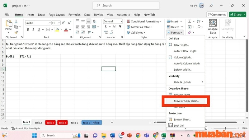 Cách copy sheet trong Excel