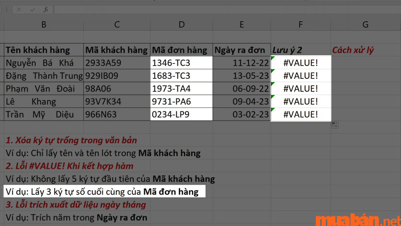 Lỗi #VALUE! cũng xuất hiện khi bạn trỏ sai định dạng của ô