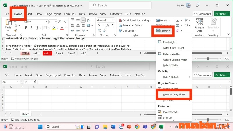 Cách copy sheet trong Excel