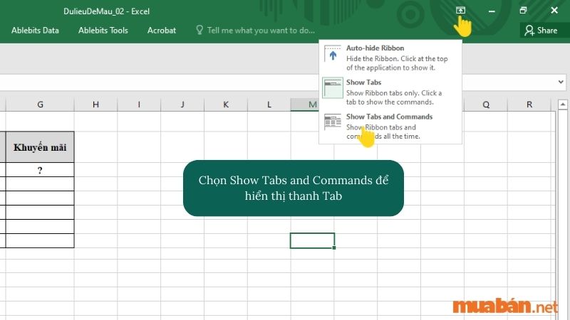 Cách hiện thanh công cụ trong Excel tự động chỉ thực hiện được trên phiên bản Excel 2010 trở đi