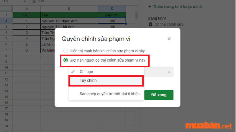 Cách khóa sheet trong google trang tính 