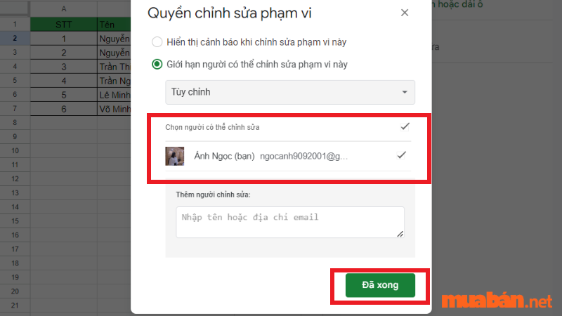 Cách khóa sheet trong google trang tính