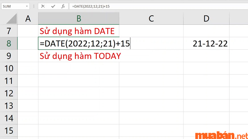 Bạn cũng có thể cộng trừ ngày bằng cách sử dụng hàm DATE