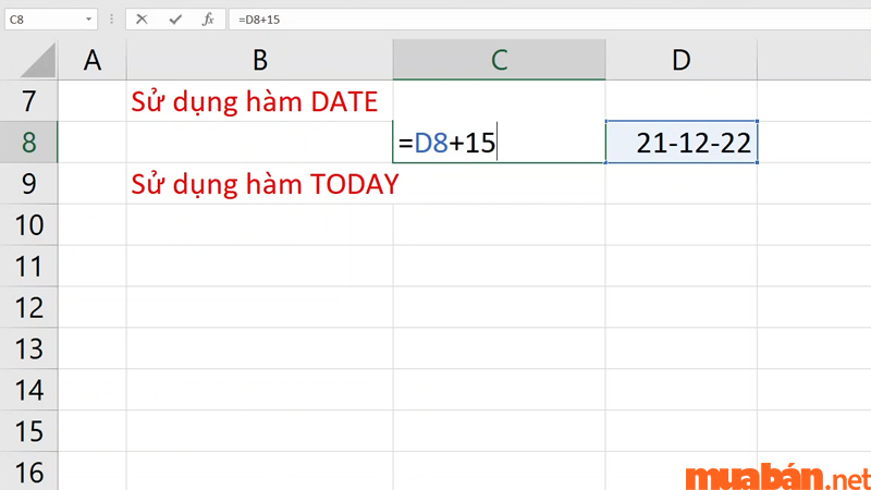 Bạn có thể cộng trừ ngày trực tiếp theo công thức trên