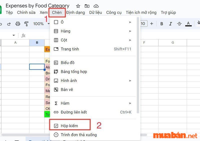 Cách tạo checklist trong google sheet