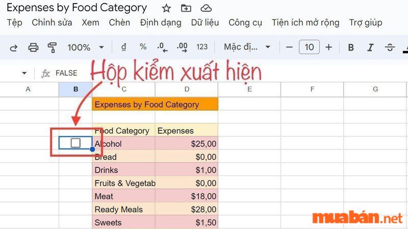 Cách tạo checklist trong google sheet