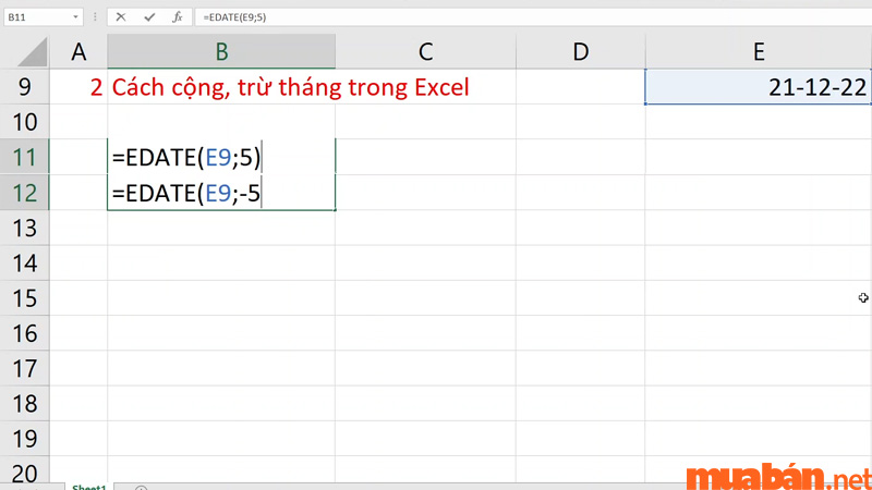 Hàm EDATE thường được sử dụng cho các bài toán cộng trừ tháng trong Excel một cách nhanh chóng với công thức đơn giản