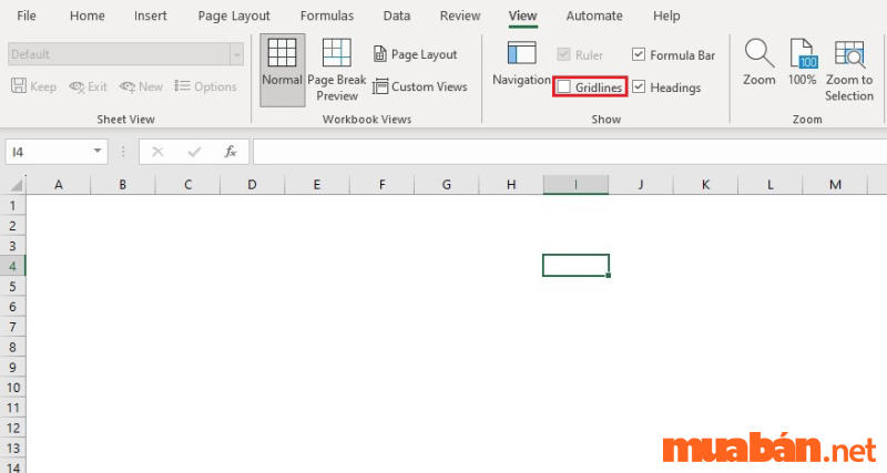 Bỏ dấu tích ở ô Gridlines