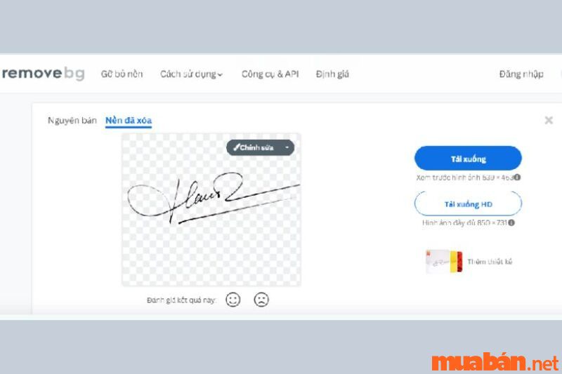 Tách nền chữ ký bằng website hỗ trợ