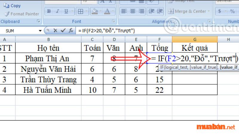 Cách dùng hàm IF trong Excel chi tiết và đơn giản