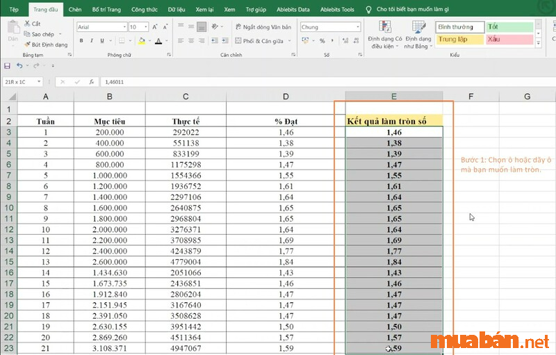 Cách làm tròn số trong Excel