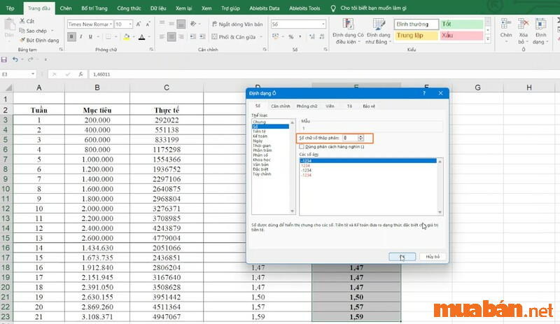 Cách làm tròn số trong Excel bằng cách thêm định dạng số