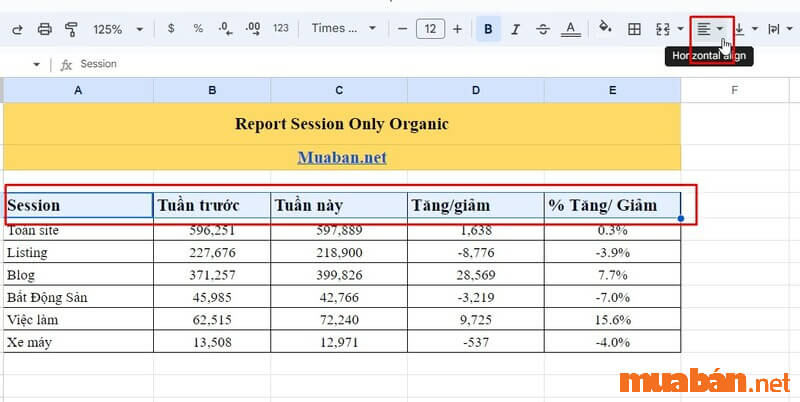 Cách tạo bẳng trong Google Sheet