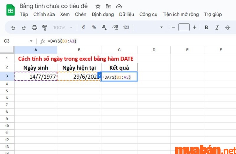 Áp dụng công thức