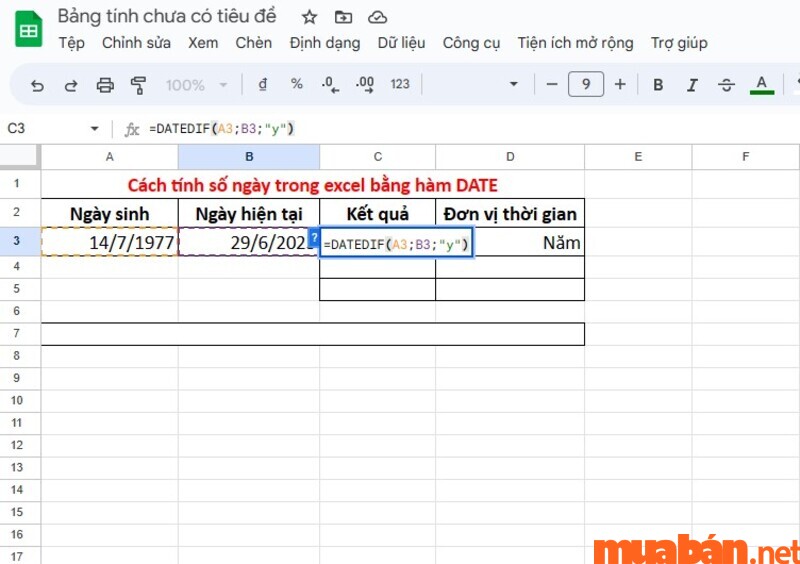 Áp dụng công thức