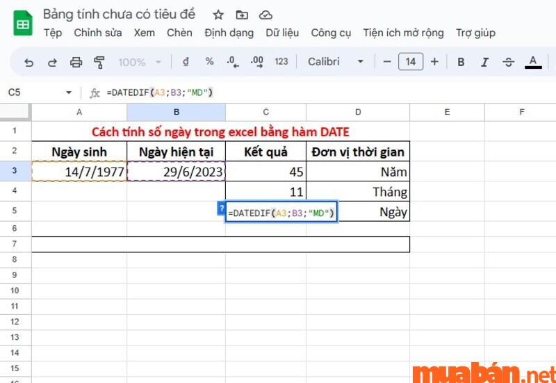 Áp dụng công thức