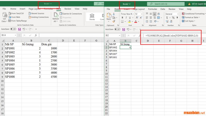 Cách dùng hàm VLOOKUP tra cứu ở 1 file Excel khác