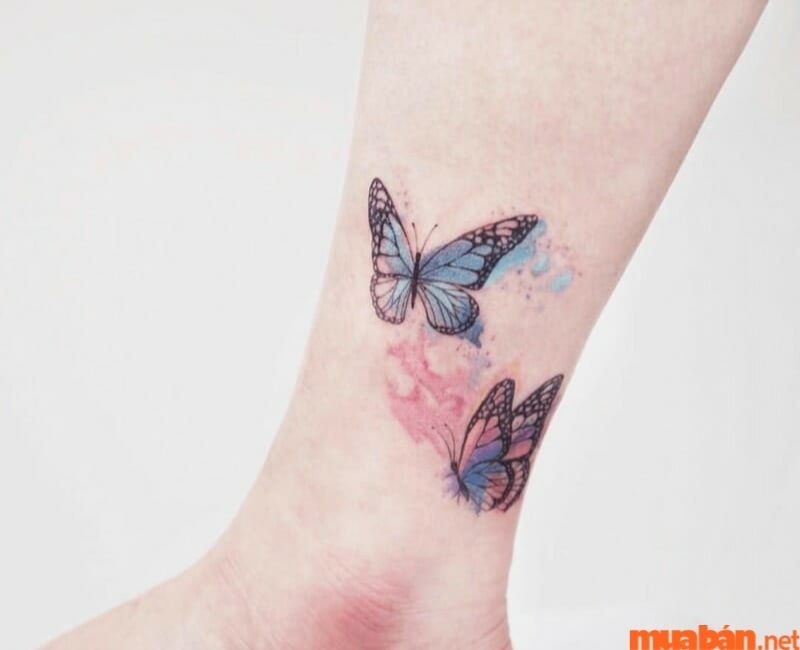 Hình xăm cổ chân nữ hình bướm