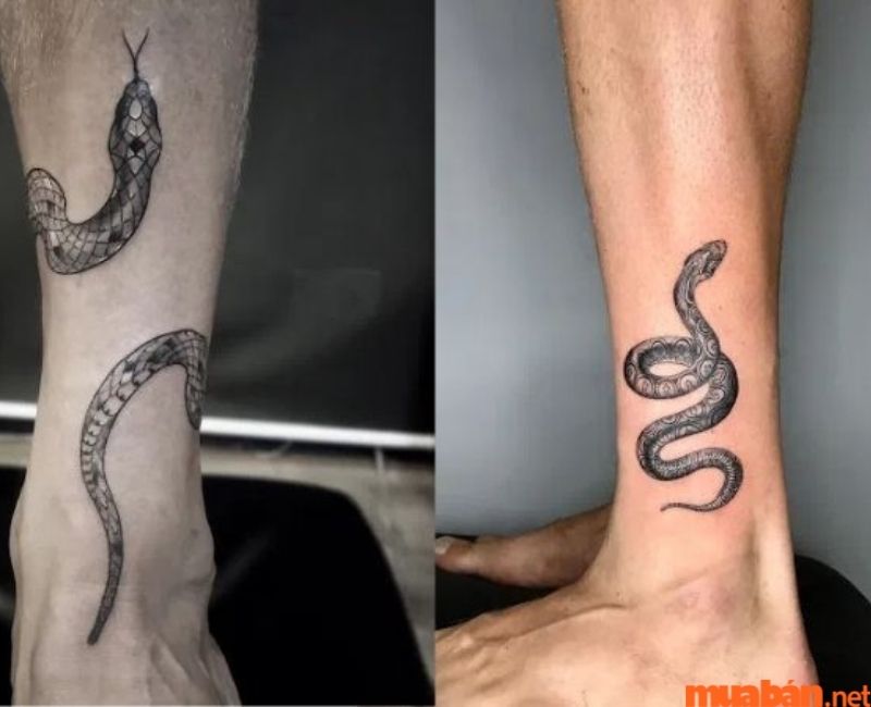 Hình xăm cổ chân nam hình rắn