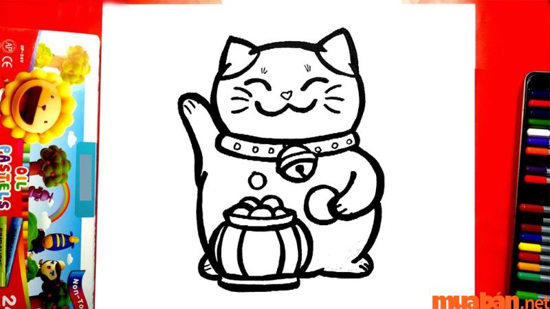 Cách vẽ mèo thần tài
