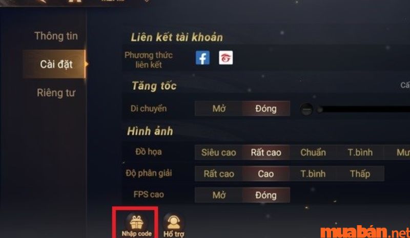 Tìm dòng chữ "Nhập code"