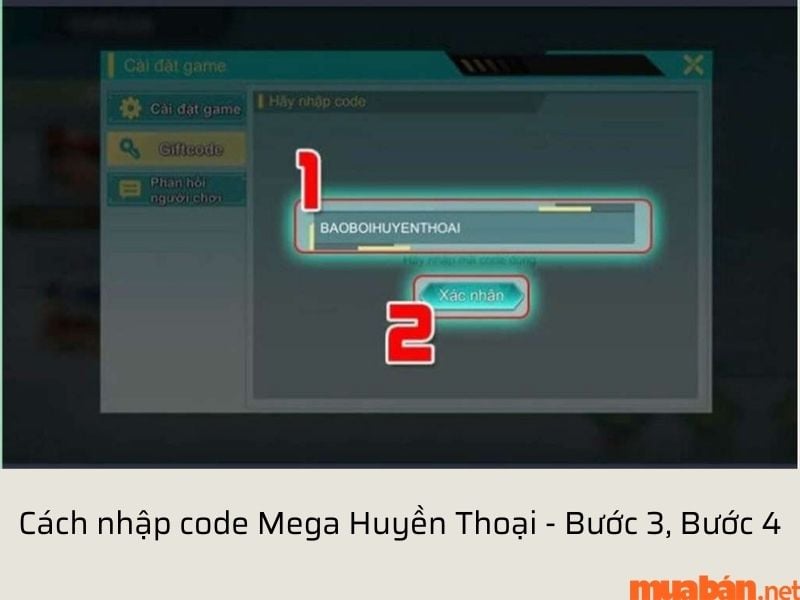 cách nhập code Mega Huyền Thoại