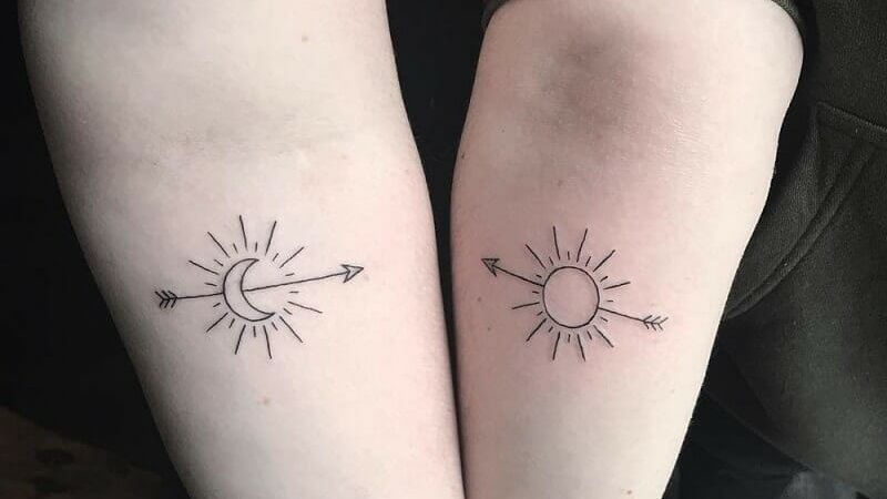 Hình xăm mặt trời trên cánh tay
