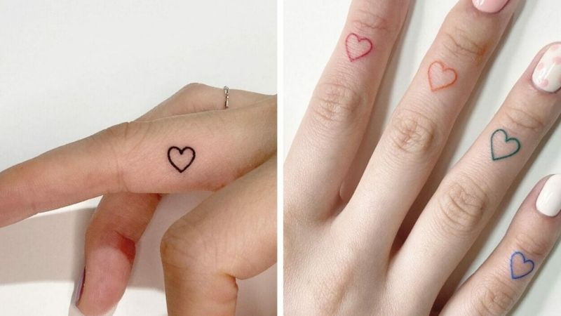 Hình xăm trái tim cute ở ngón tay
