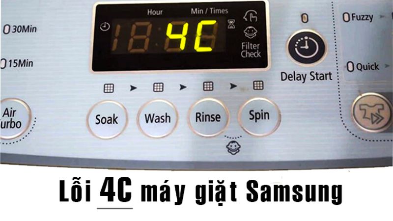 Mã lỗi 4C trên máy giặt Samsung xuất hiện khi quá trình cấp nước vào lồng giặt gặp vấn đề