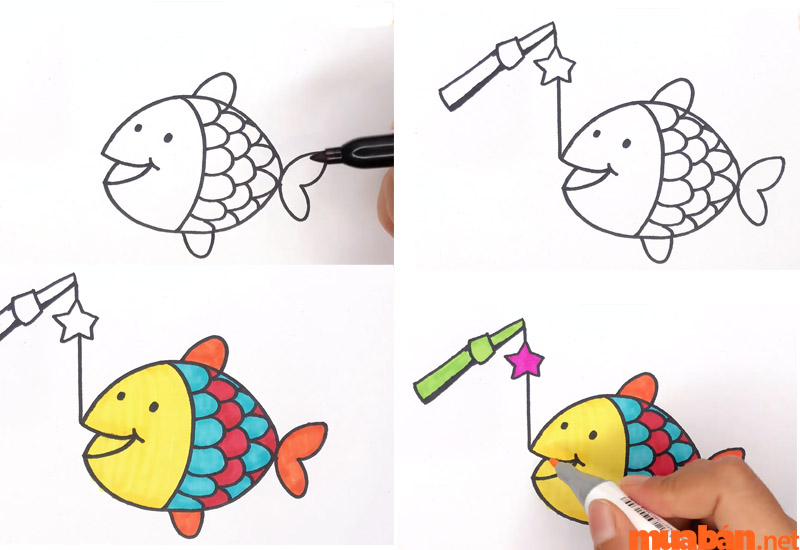 Hướng dẫn thực hiện tranh vẽ Trung thu đèn lồng cá chép