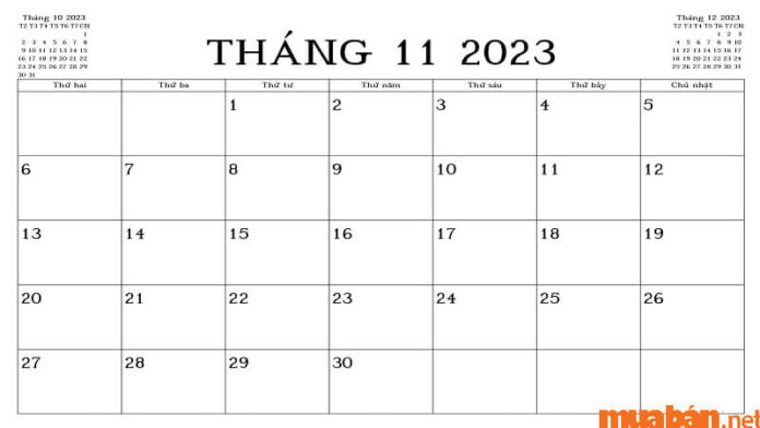 Tháng 11 có bao nhiêu ngày