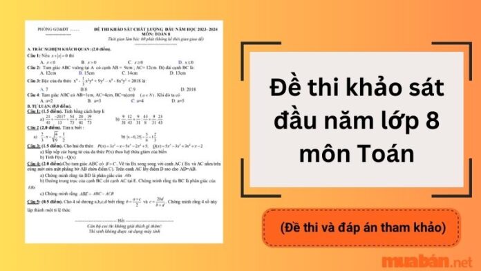 Đề thi khảo sát chất lượng đầu năm môn Toán lớp 8 năm học 2023 – 2024