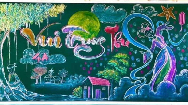 Mẫu trang trí bảng trung thu cho bé ý nghĩa