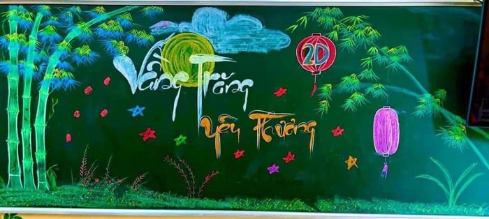 Trang trí bảng tết trung thu chủ đề vầng trăng yêu thương