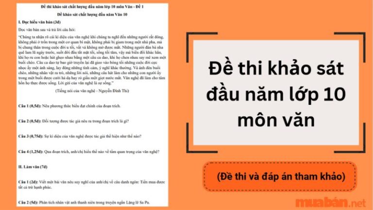 Đề thi khảo sát đầu năm lớp 10 môn Văn [CÓ ĐÁP ÁN]
