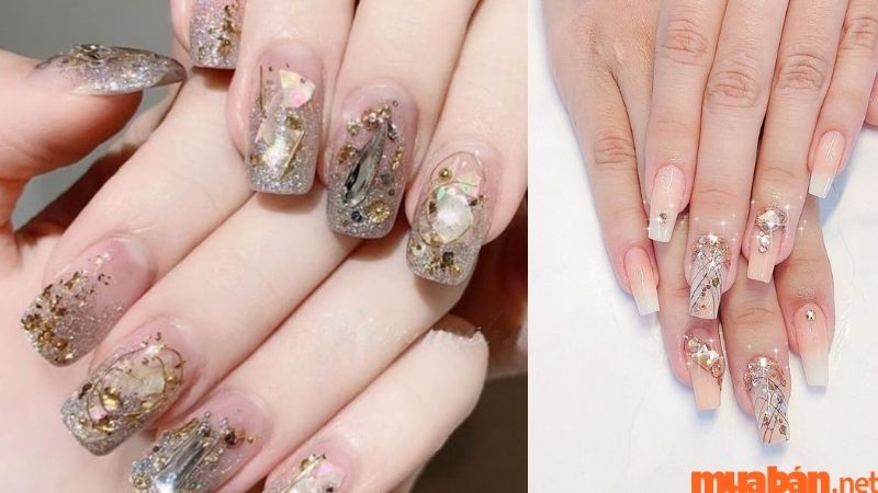 Mẫu nail đính đá đẹp cầu kỳ