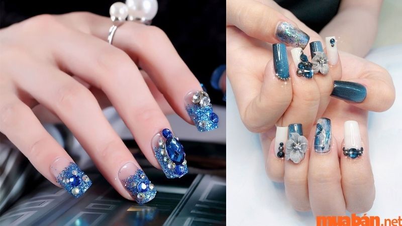 Mẫu nail đính đá đẹp đơn giản